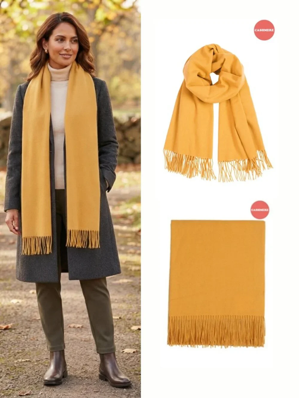Cashmere scarf yellow new